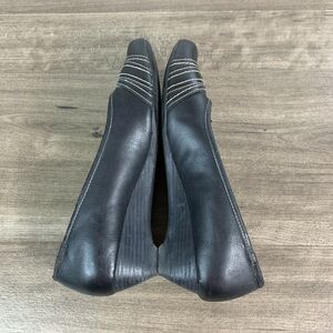 Sonoma Womens Black Loafer Heels Shoes Size 8.5 M Wedge Buckle Slip On